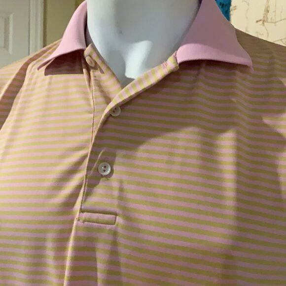 Peter Millar Golf Polo. Stripes. Large. Athletic - Picture 2 of 12